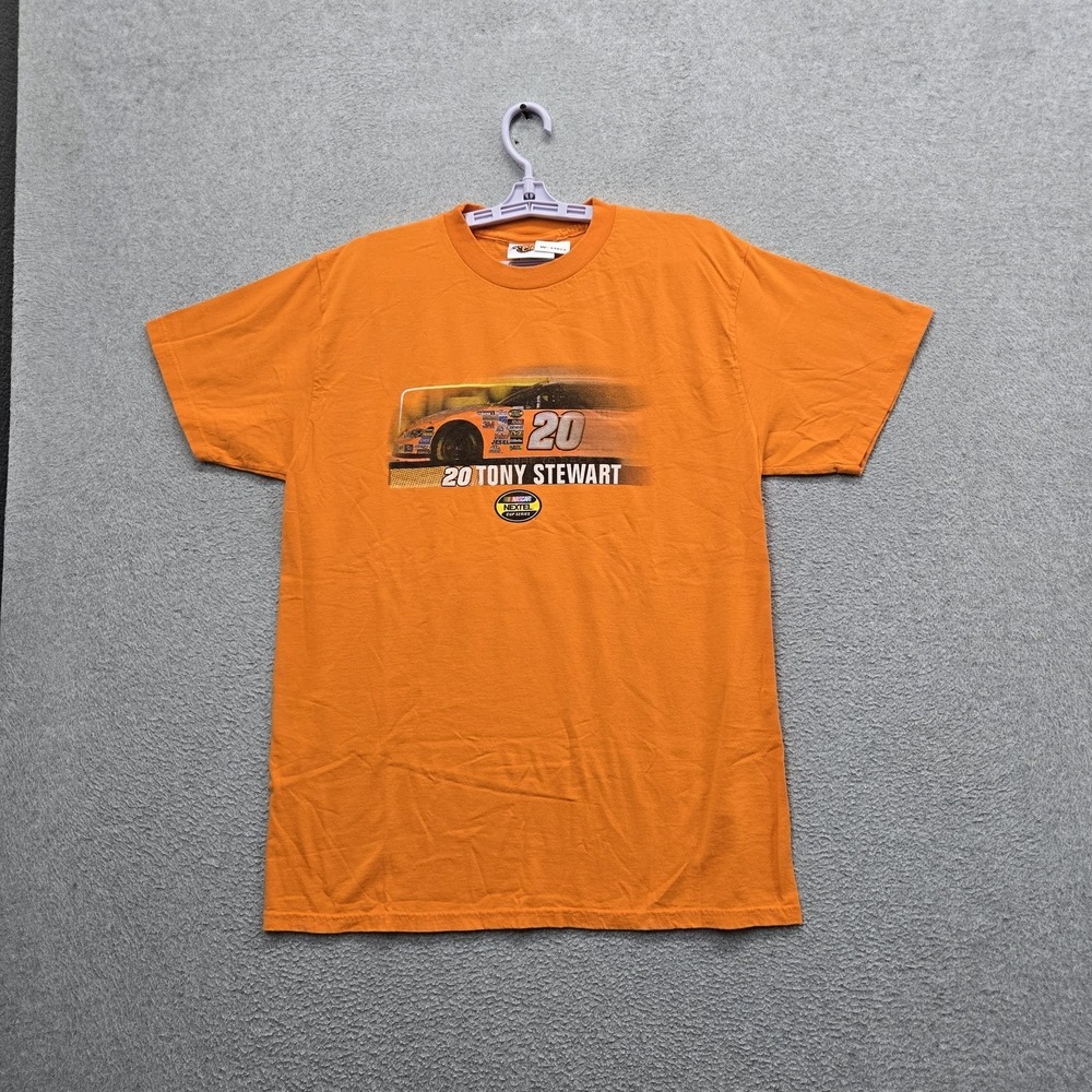 Winner's Circle Men Shirt L/G Orange Graphic Race Car Logo Tony Stewart 20 Y2K